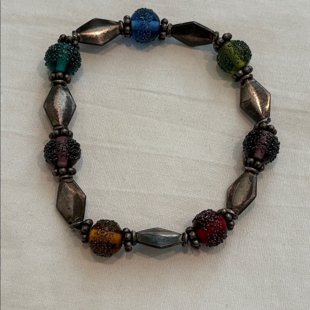 Green, Blue, Red, Purple Beaded Stretch Bracelet